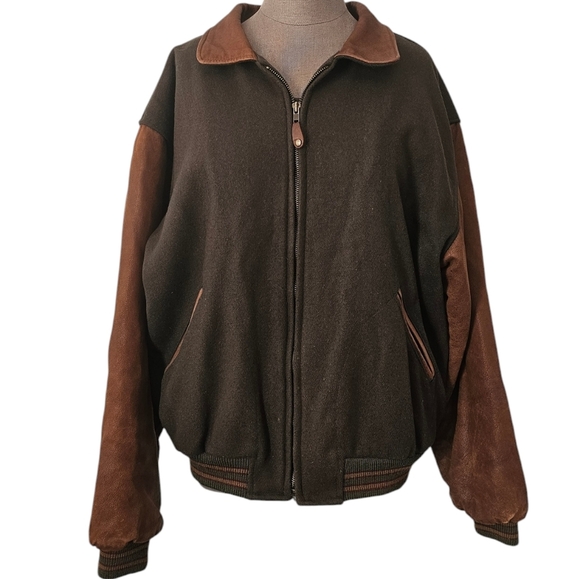 Golden Bear Vintage Men’s Varsity Bomber Loden Stripe Knit Jacket Size Large - Picture 10 of 17